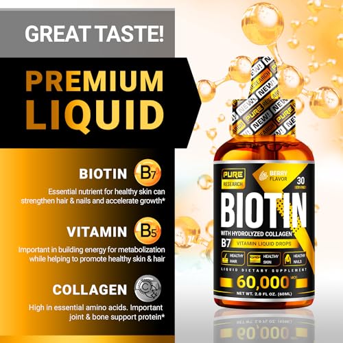 Biotin & Collagen 60,000mcg Hair Growth Liquid Drops J156390