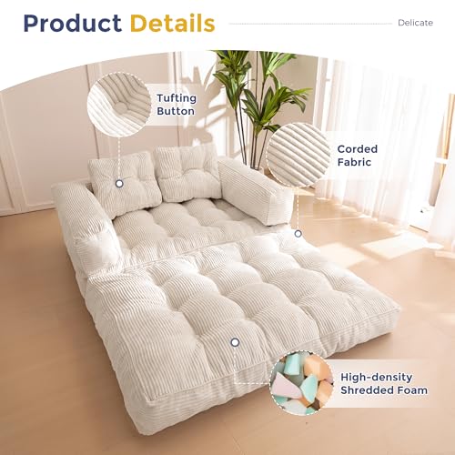 Folding Sofa Bed, L-Shaped Convertible Sleeper Couch with Armrest and Pillow, Dark Grey M375676