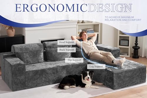 L-Shape Modular Sectional Sofa with Deep Seat, No Assembly Required C597556