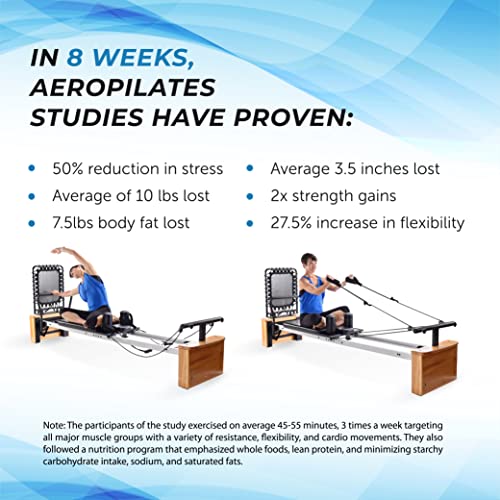 AeroPilates Pro Reformer Whole Body Resistance Padded Pilates Machine with Cardio Rebounder for Home Workouts S909