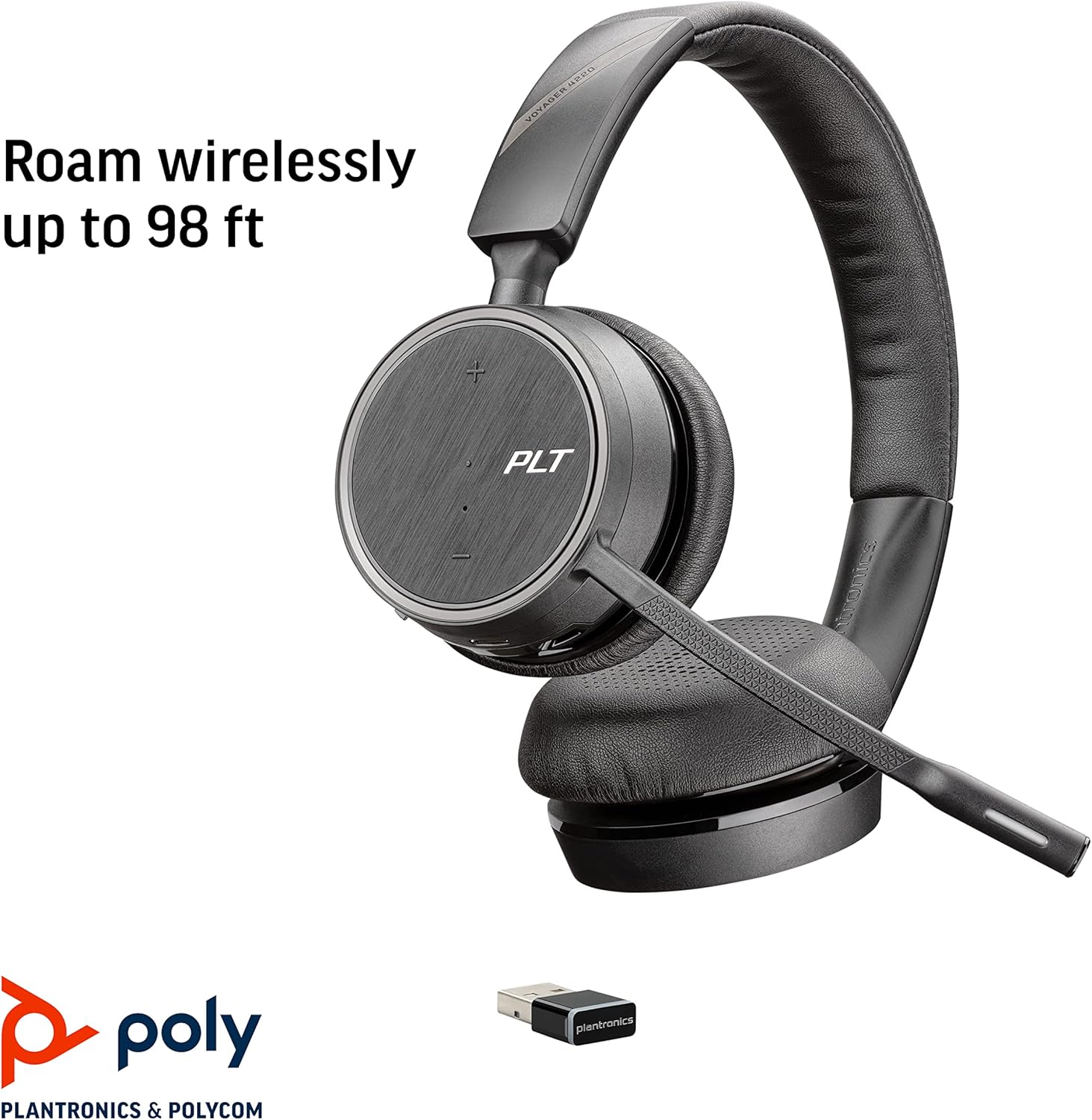 Bluetooth Single-Ear Headset with Charge Stand for PC, Mac & Desk Phone L18040