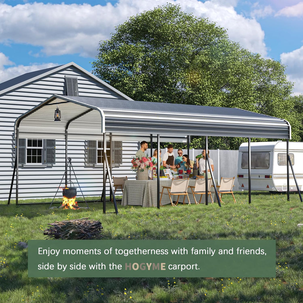 Carport 12x20 FT Heavy Duty Canopy with Galvanized Steel Roof and Enhanced Base X167