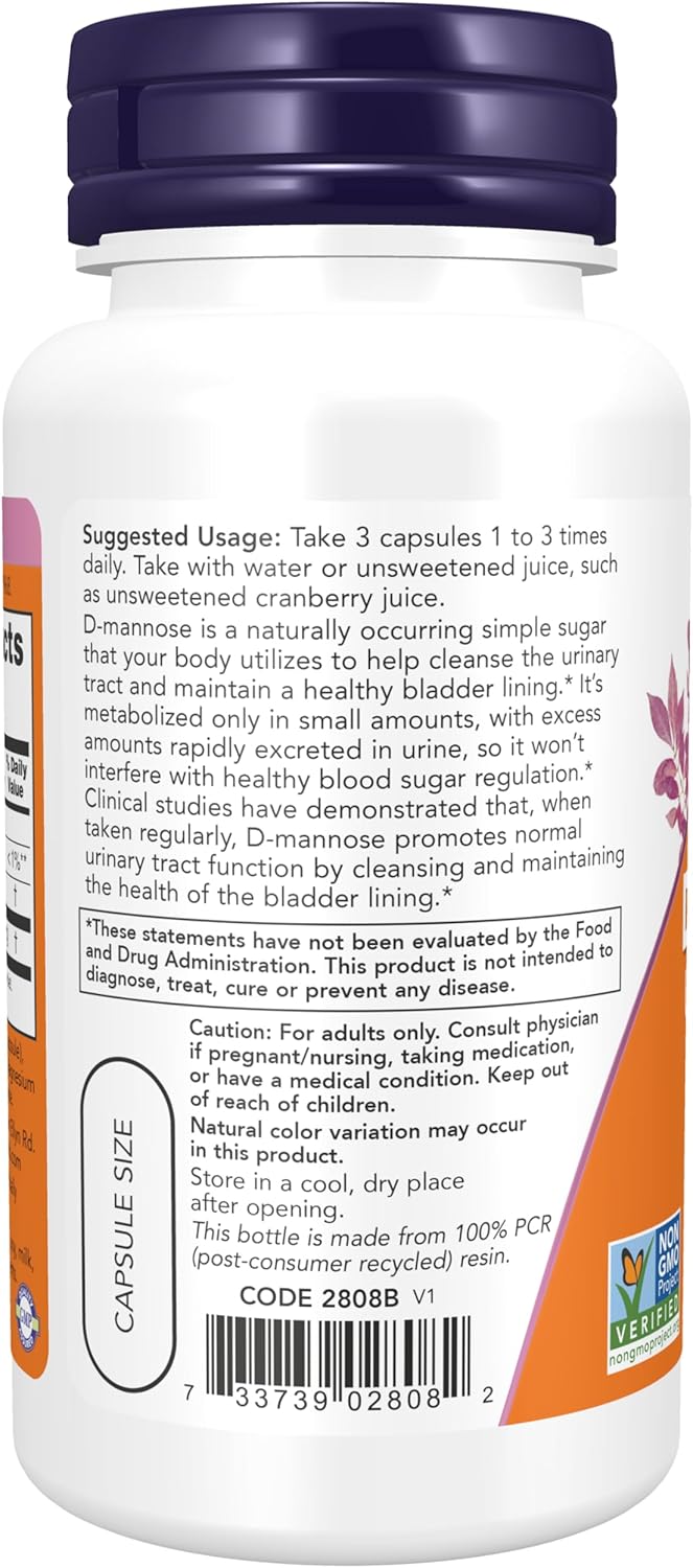 D-Mannose 500 mg Urinary Tract Support, 60 Veg Capsules E41675