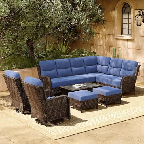Outdoor Wicker Conversation Set with Cushions, 7 Pieces P4930