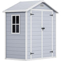DWVO 6.x4 FT Resin Storage Shed with Reinforced Floor, Outdoor Storage Shed with Lockable Door, Window and Vents, Waterproof Plastic Tool Storage for Garden, Backyard, Patio, Lawn