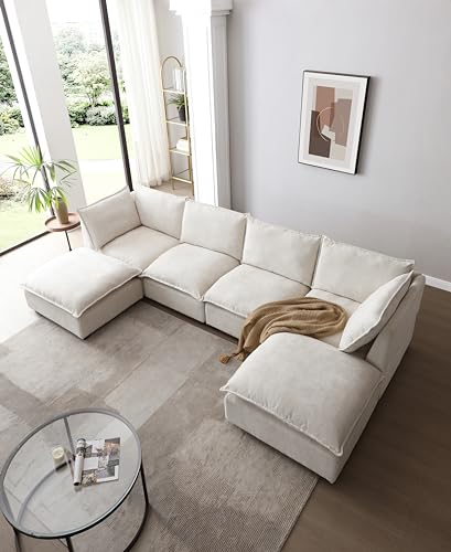 Modular Sectional Sofa with Ottoman, U-Shaped Lounge Couch H930