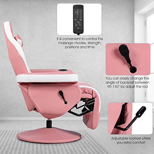 Massage Gaming Chair with Adjustable Backrest and Footrest G669073