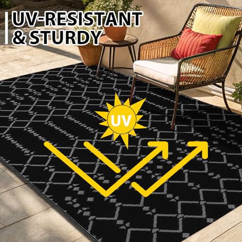 Waterproof Outdoor Rug 5x8 ft, Reversible Plastic Straw Patio Mat Z2613