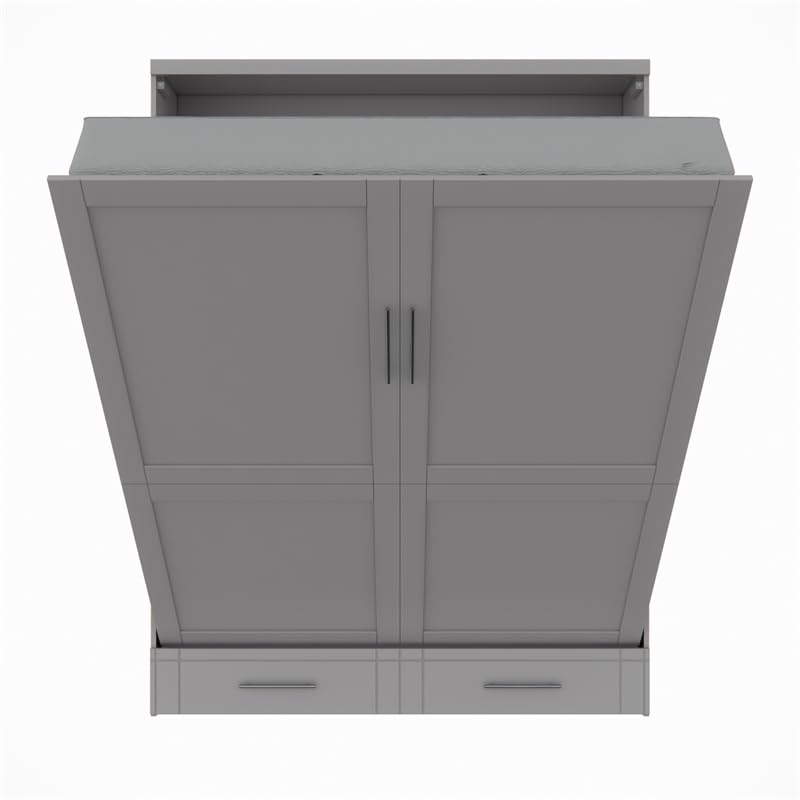 Queen Size Gray Murphy Wall Bed in Solid Wood R226083