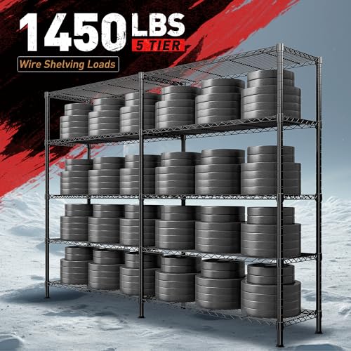 Metal Storage Shelving Unit 5-Tier Heavy Duty Adjustable Wire Shelves F25196