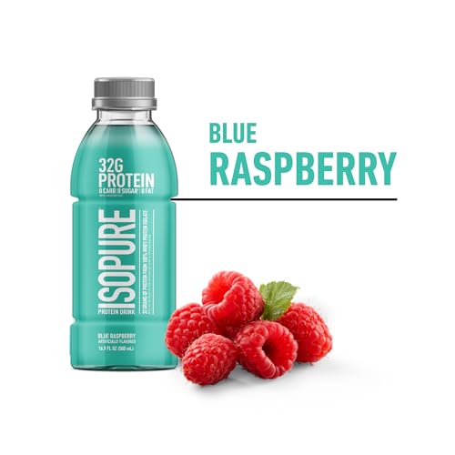Zero Carb 32g Clear Protein Ready-to-Drink, Whey Protein Isolate, Blue Raspberry, 12 Pack F664096