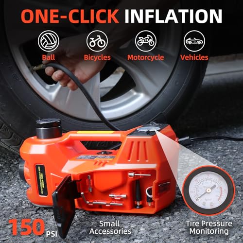 Car Jack 5 Ton 12V Hydraulic Floor Jack with Tire Pump for SUV Truck Sedan Y8373