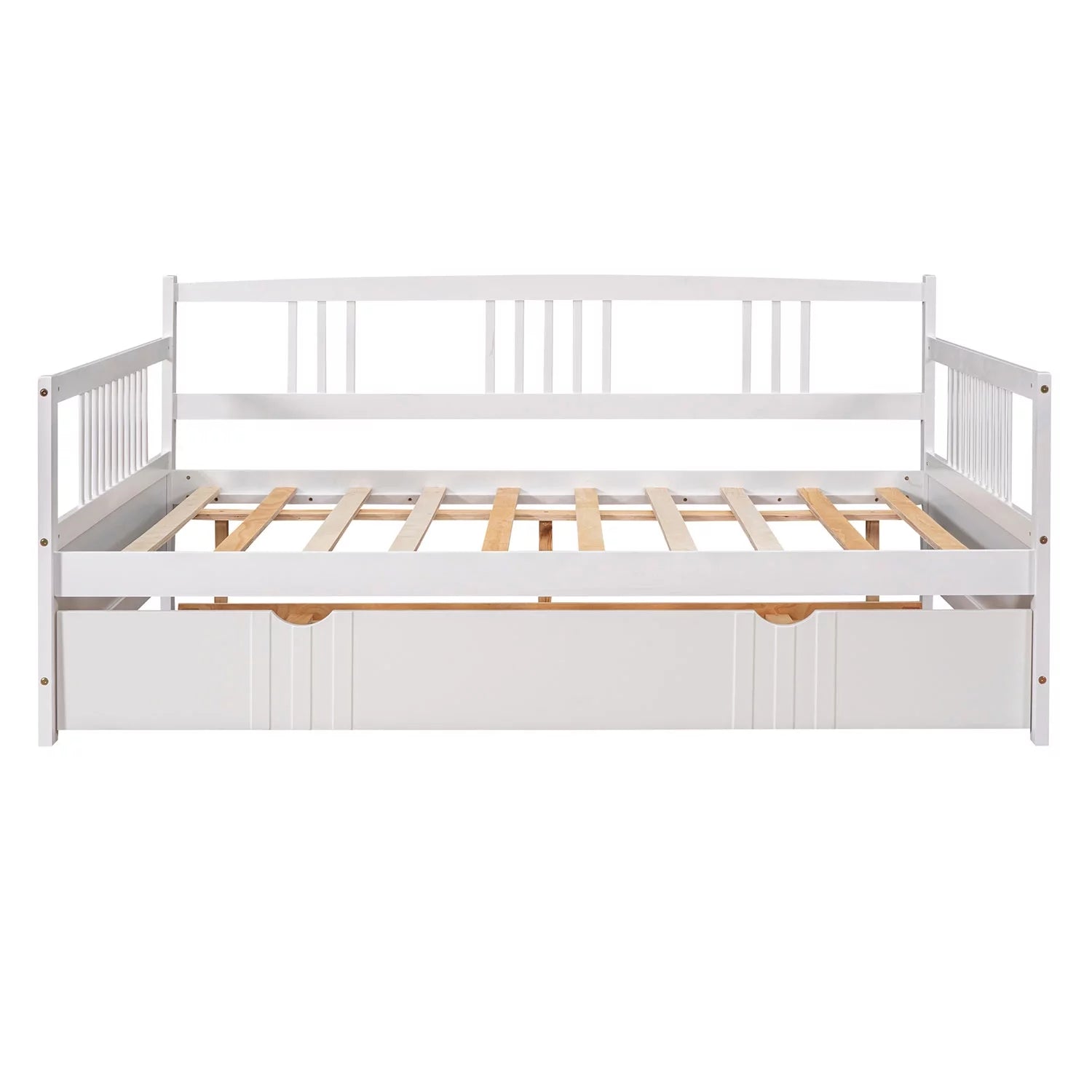Daybed with Twin Trundle Bed Wood Sofa Bed with Slats Support W338775