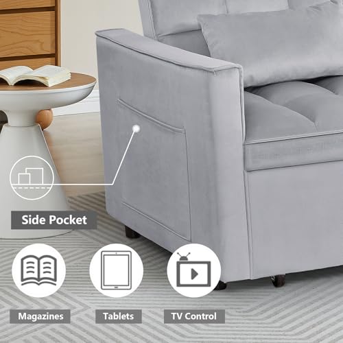 Convertible Sleeper Sofa Bed with Pull-Out Bed and Adjustable Backrest V521