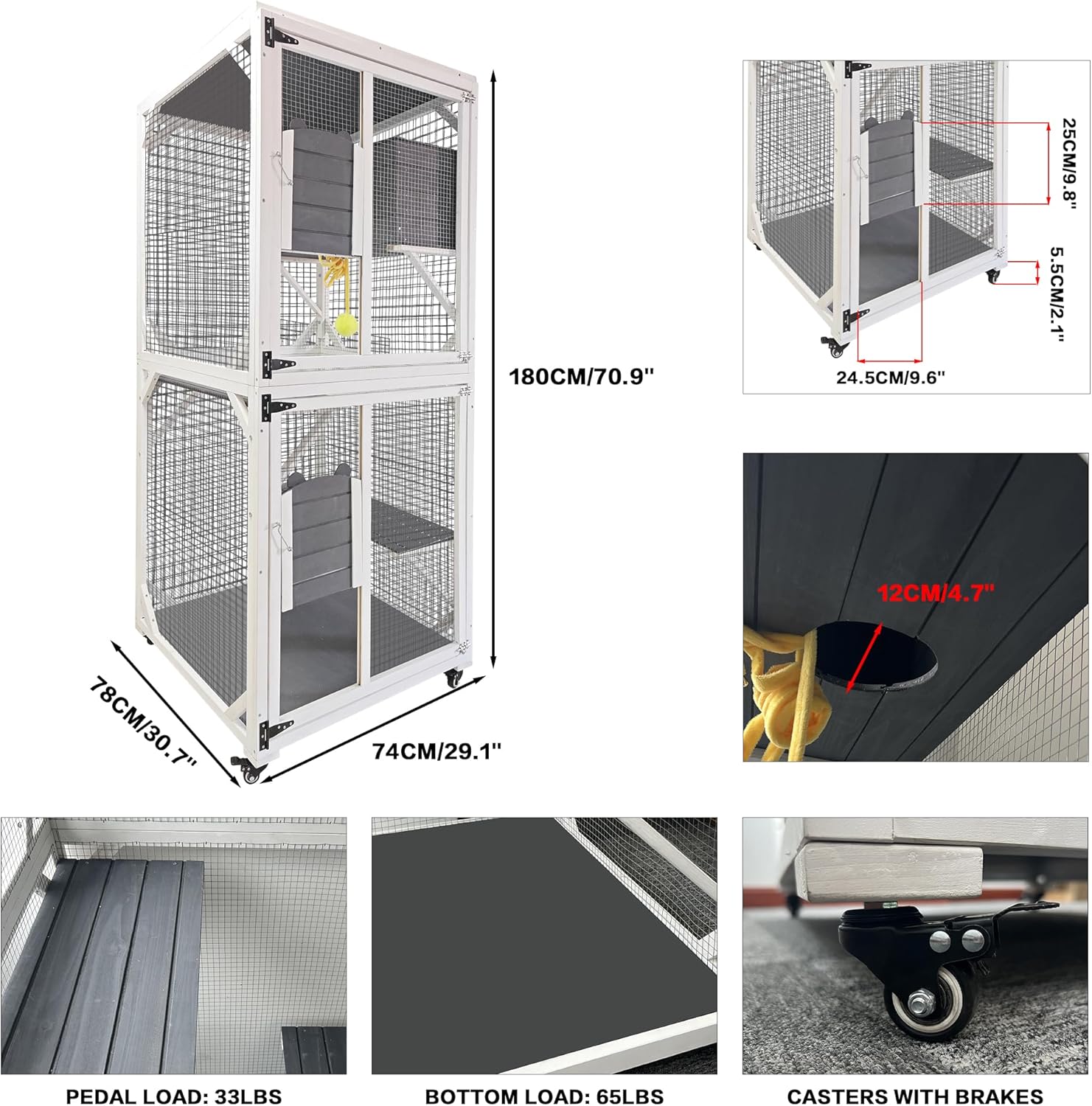 Outdoor Cat Enclosure with Wheels, Waterproof Roof G4859