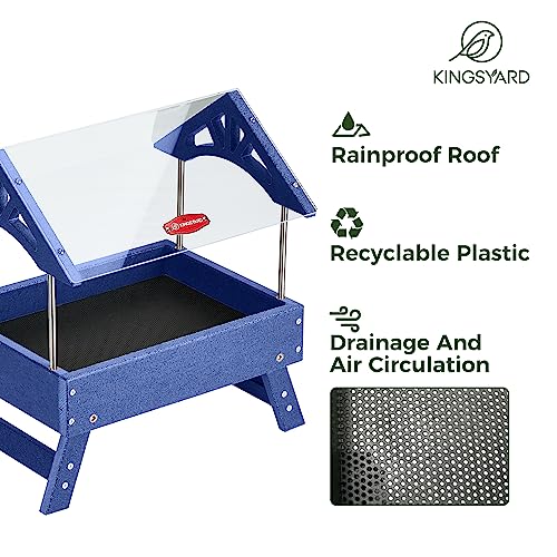 Ground Bird Feeder for Outdoors - Recycled Plastic Platform Feeder for Wild Birds, Rainproof, 5 LBS Capacity F69206