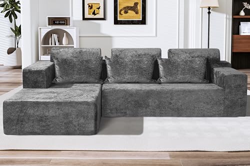 L-Shape Modular Sectional Sofa with Deep Seat, No Assembly Required C597556