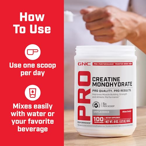 Creatine Monohydrate Powder, 5g Per Serving, 50 Servings G59508