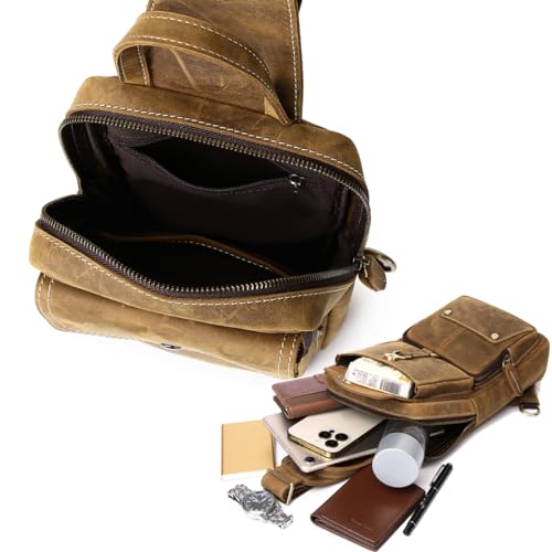 Genuine Leather Sling Backpack Crossbody Shoulder Bag for Travel Y1231