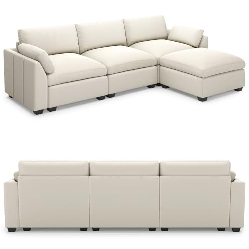 Extra Large Modular Sectional Sofa, 4-Seater L Shaped Couch, Velvet Convertible for Living Room L139