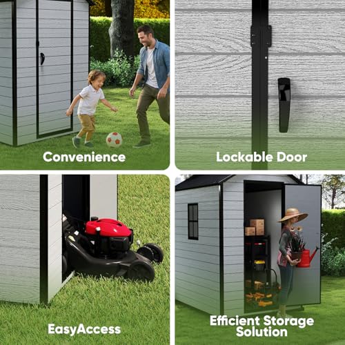 Resin Outdoor Storage Shed with Floor and Lockable Door G844