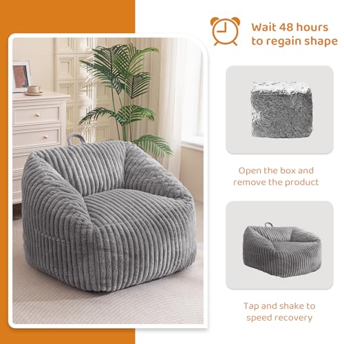 Giant Bean Bag Chair for Adults and Kids, Floor Sofa, Grey D679