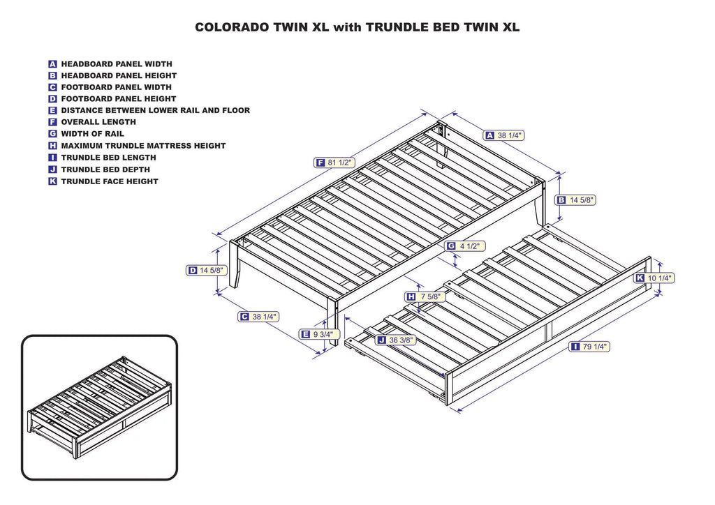 Wood Platform Bed Frame with Trundle, Espresso N978949