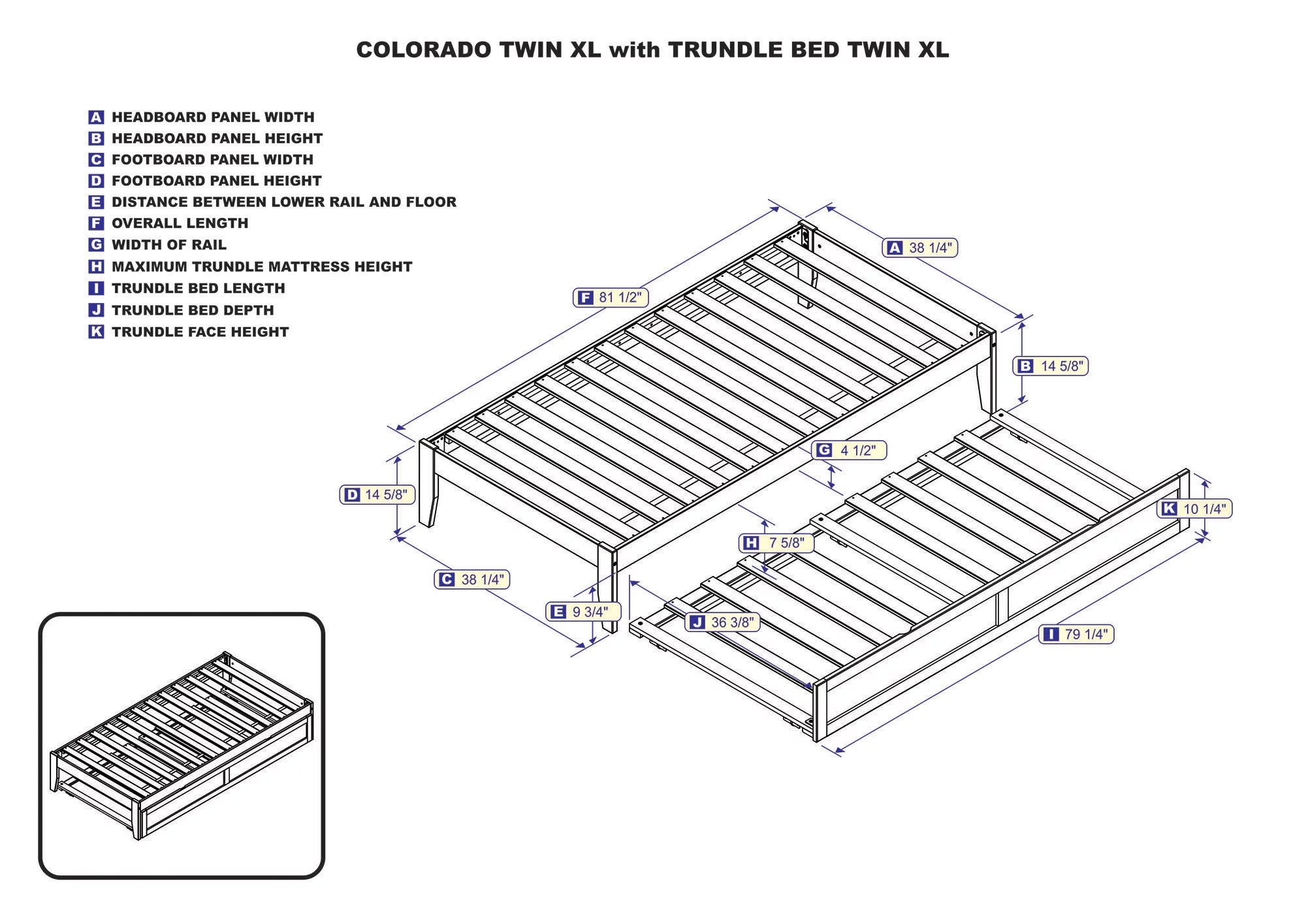 Wood Platform Bed Frame with Trundle, Espresso N978949