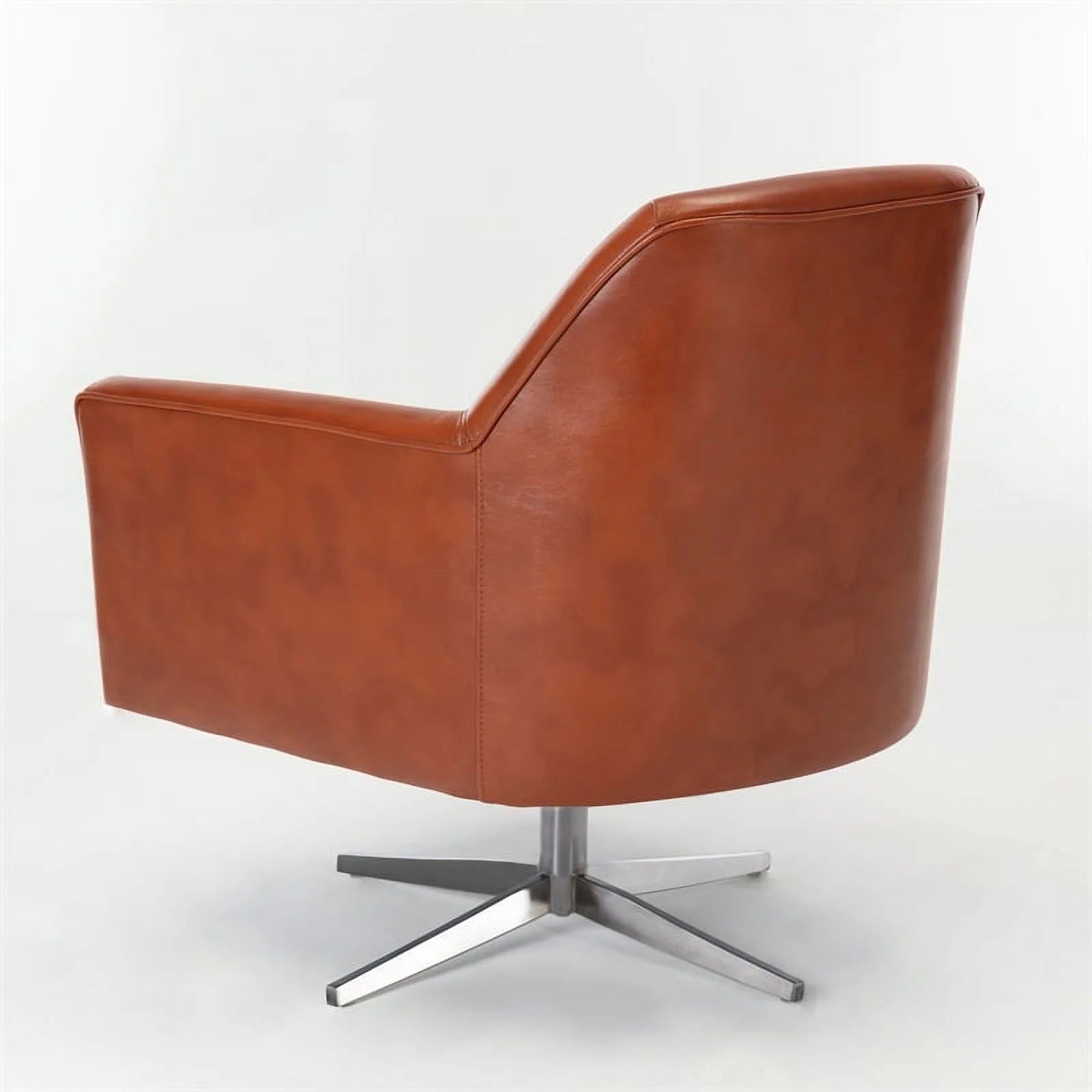 Mid-Century Faux Leather Swivel Armchair H237