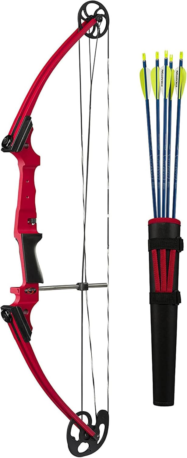 Compound Bow Archery Kit with Adjustable Draw Length and Weight, Left-Handed, Red H337