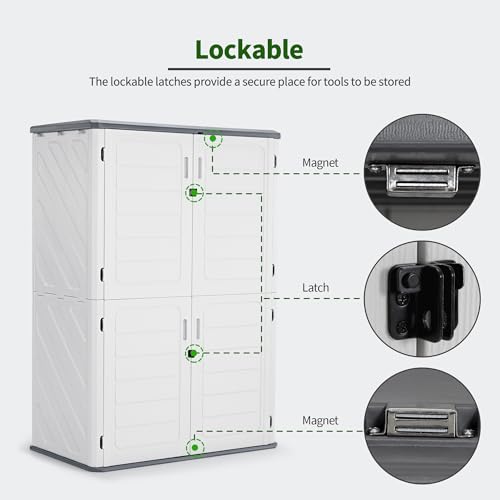 Plastic Storage Shed 4.3 x 2.5 ft, Waterproof Outdoor Cabinet with Floor L995
