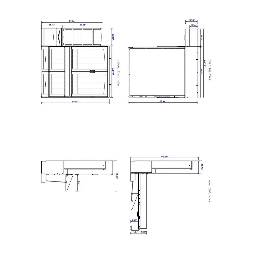 Queen Murphy Wall Bed with Desk and Shelf Storage N66383