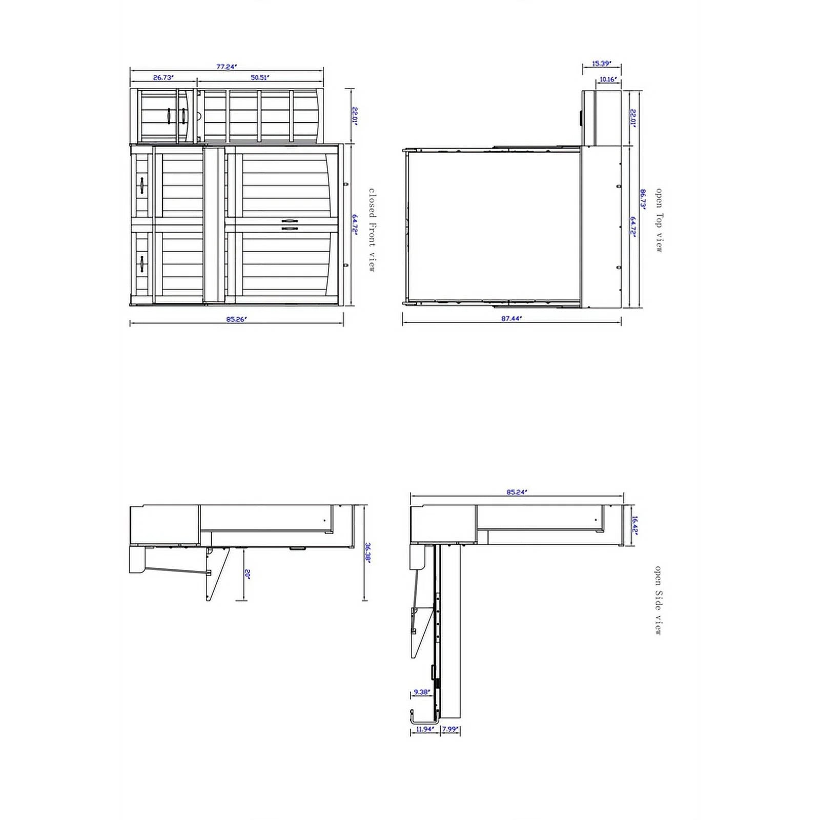 Queen Murphy Wall Bed with Desk and Shelf Storage N66383