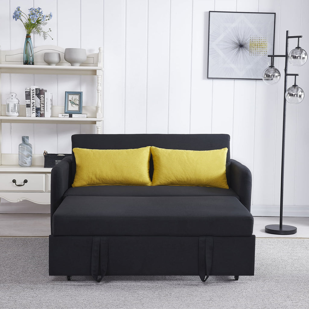 Velvet Convertible Loveseat Sleeper Sofa Bed with USB, 2 Seater Couch H870395