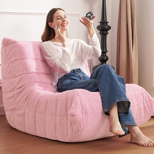 Bean Bag Chair for Adults with Memory Foam, Black Plush X409228