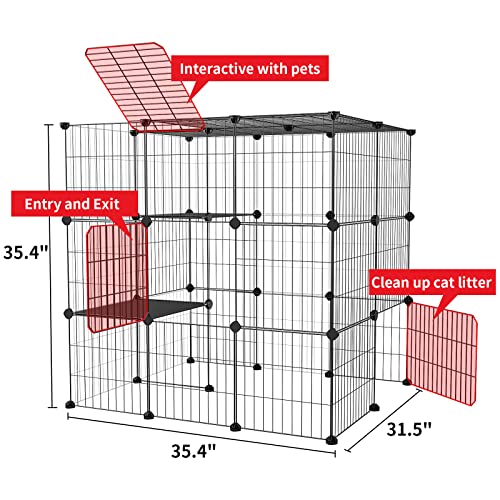 3-Tier Cat Cage Indoor Enclosure DIY Catio Detachable Metal Wire Kennel Q3460