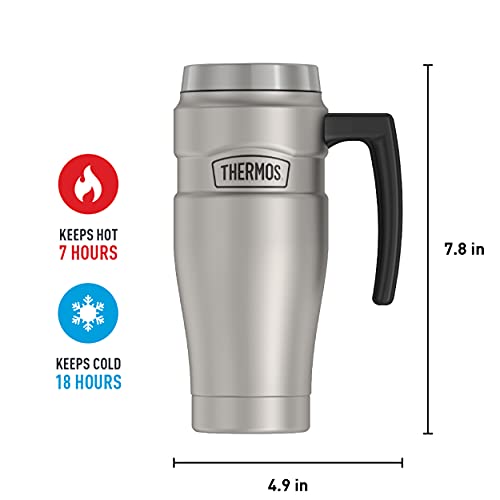 16 oz Vacuum-Insulated Travel Mug, Matte Stainless Steel S230