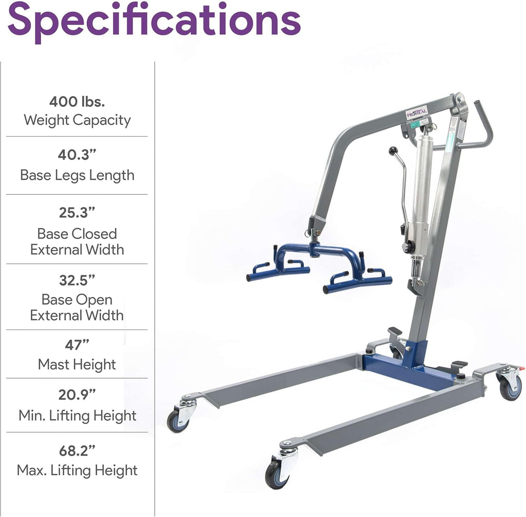Hydraulic Patient Lift for Home Use, 400 lb Capacity, Manual Full Body Lifter Q4810
