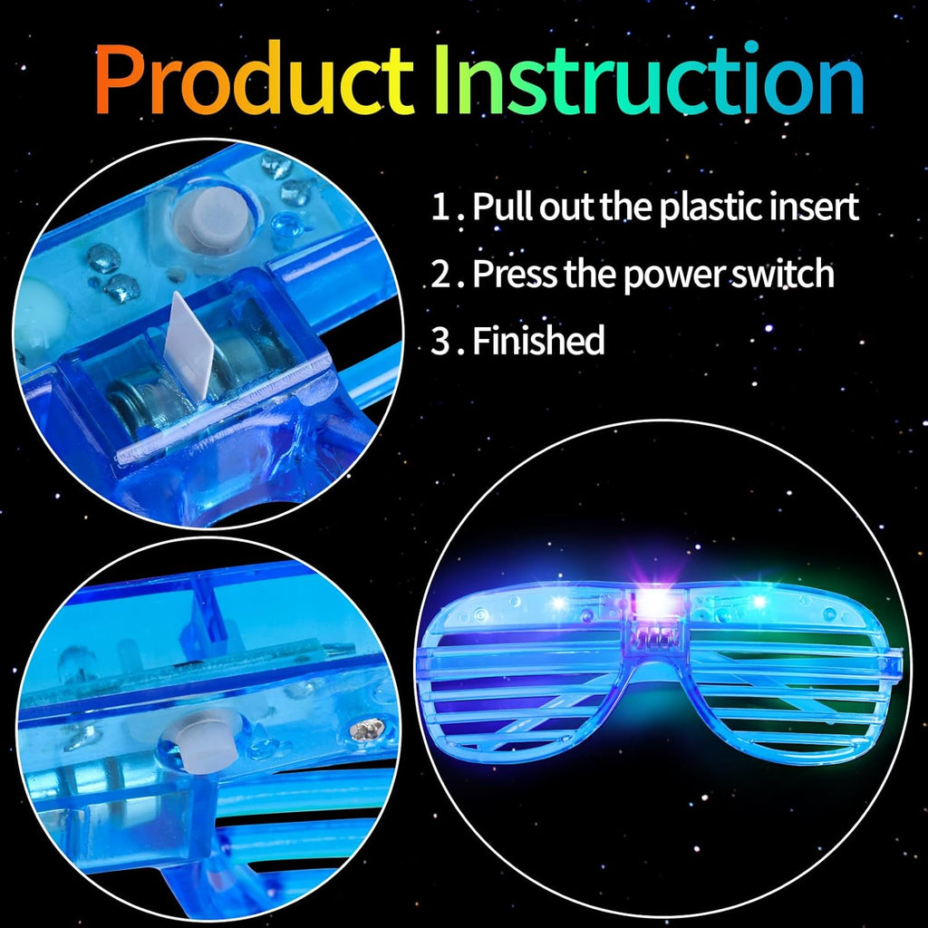 15 Pack Light Up LED Glasses for Kids Adults Party Favors X3283