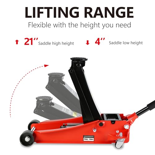 Heavy Duty Hydraulic Floor Jack, Low Profile Steel Racing Jack, 2 Ton Capacity, Blue H1350