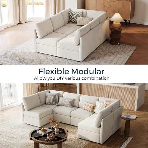 Modular Sectional Sofa with Storage, U Shaped Couch, Blue Y4358