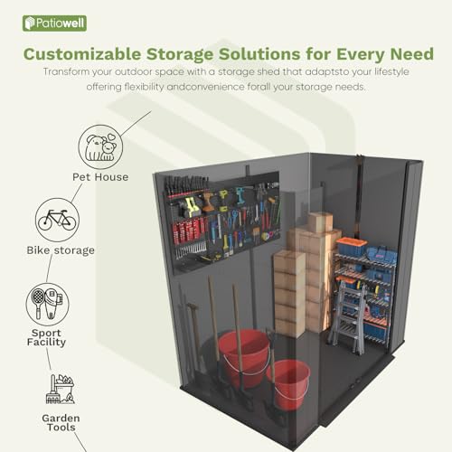 6 x 8 FT Plastic Outdoor Storage Shed with Floor and Lockable Door D7513