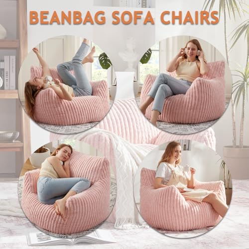 Plush Bean Bag Chair with Armrests for Adults and Teens M473