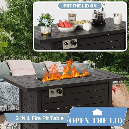 Outdoor Sectional Sofa Set with Cushions and Glass Coffee Table T1708