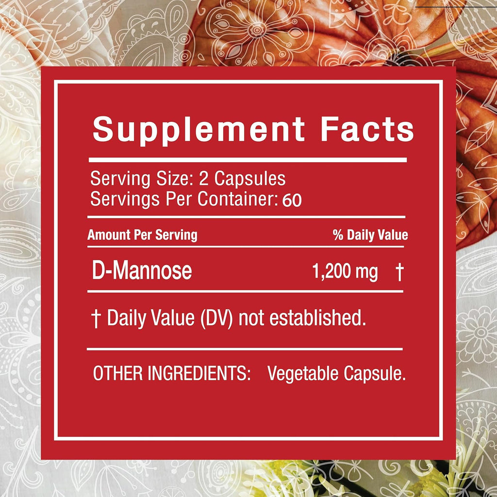 D-Mannose 1,200 mg Urinary Tract Health, 120 Veggie Capsules B13915