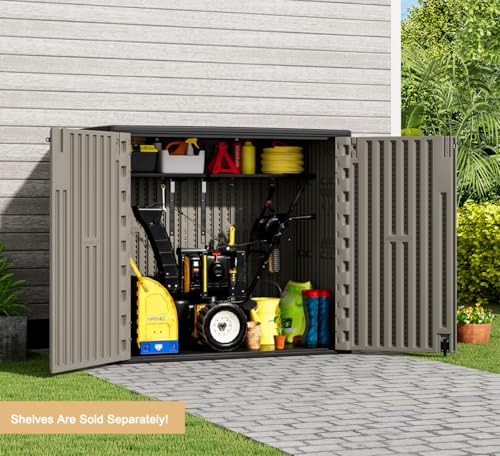 Outdoor Vertical Storage Shed, 57 Cu.ft, Waterproof, Lockable, Brown G868262