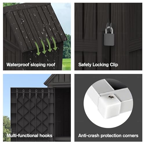 Outdoor Storage Shed with Lock, Waterproof Resin Garden Cabinet K95396