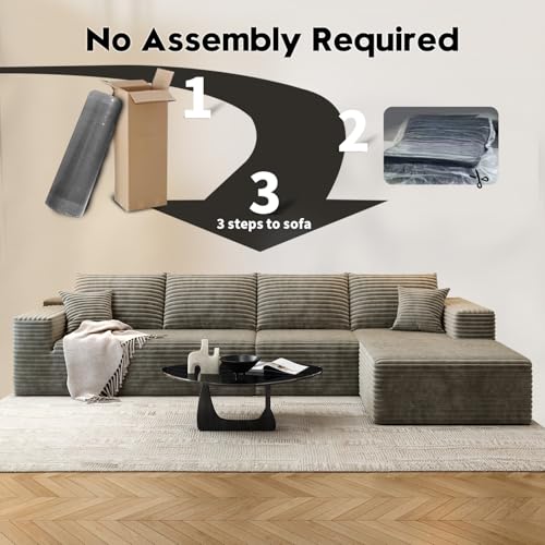 Modular Sectional Sofa with Ottoman, U-Shaped Deep Seat Couch for Living Room O870