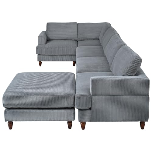 Modular Sectional Sofa with Ottoman, U-Shaped Lounge Couch H930
