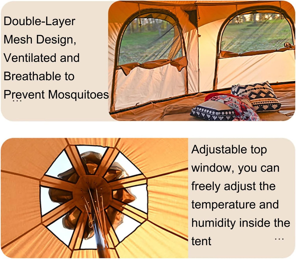 Waterproof Cotton Canvas Bell Tent for 8-10 Person Family Camping U14054